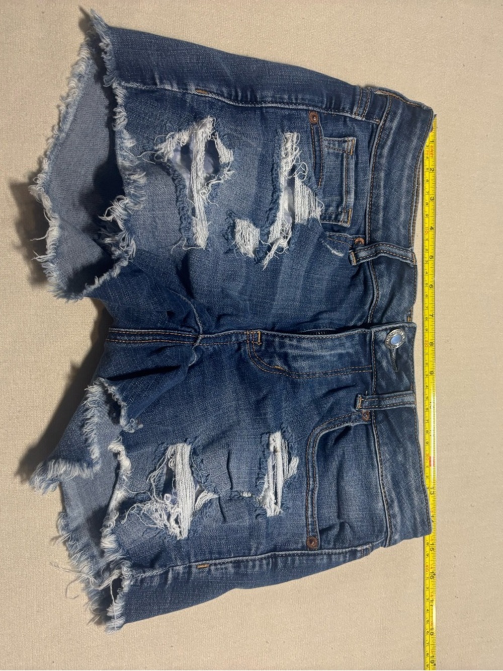 American Eagle Outfitters Distressed Dark Blue Denim Shorts